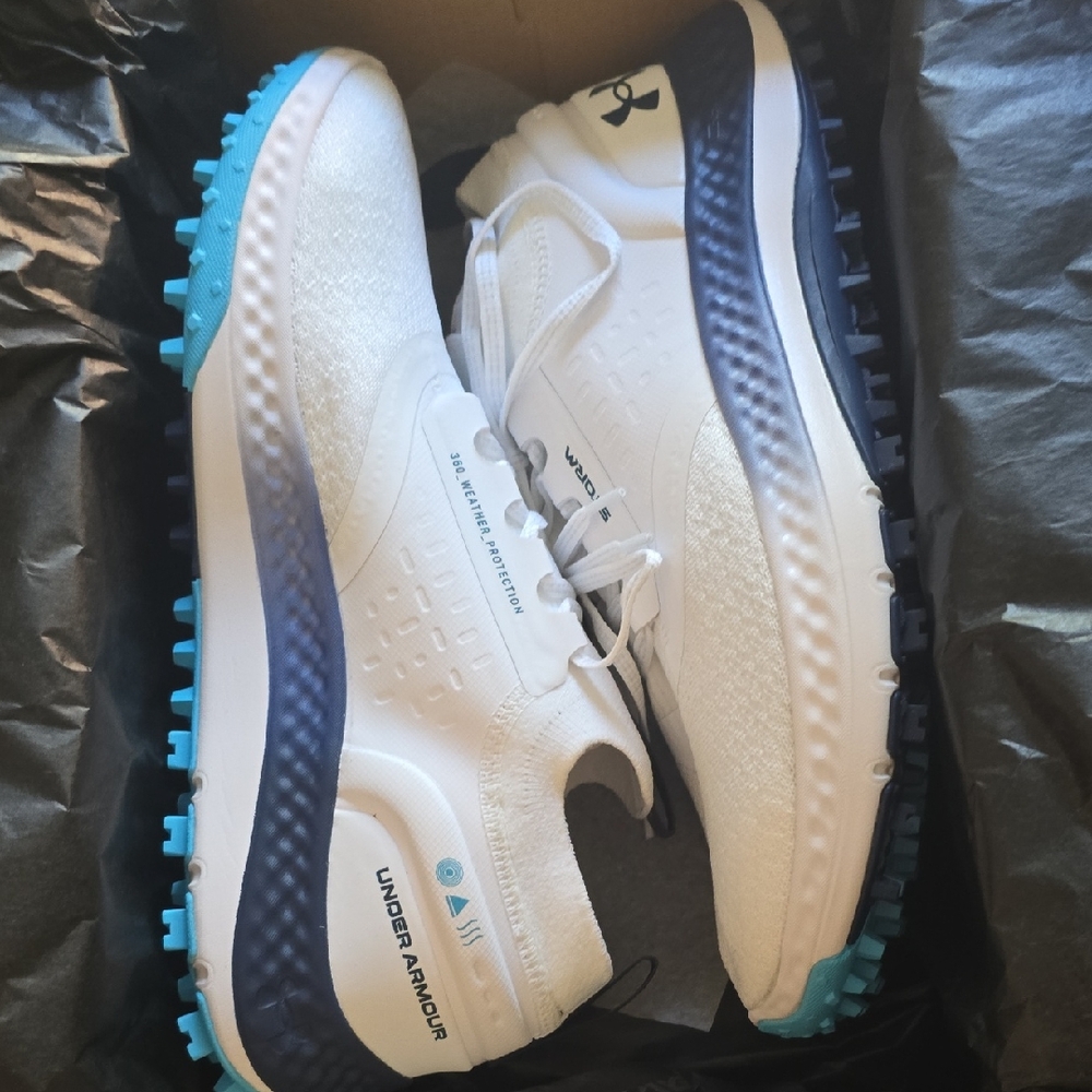 Under Armour White and Navy Sports Shoes